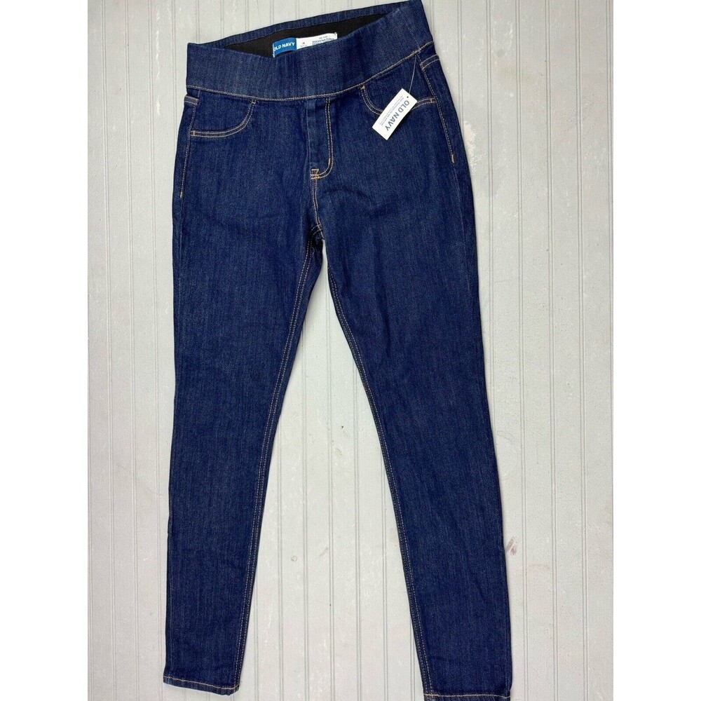Old Navy Size 4 Petite Womens Jeans Skinny Dark Wash Pull On Stretch Mid Rise